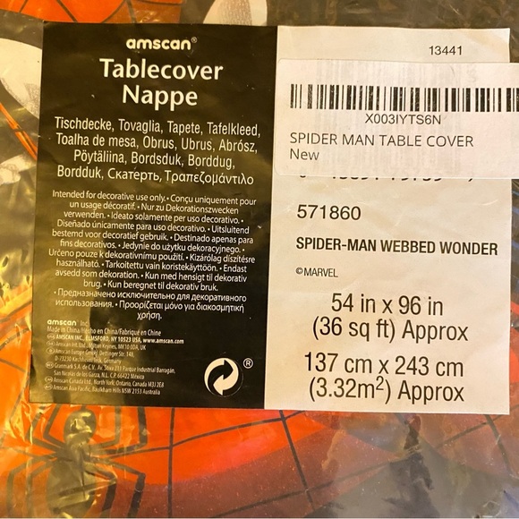 Spider-Man Webbed Wonder Tablecover - 54in c 96in (36 sq ft) - New - Picture 2 of 6